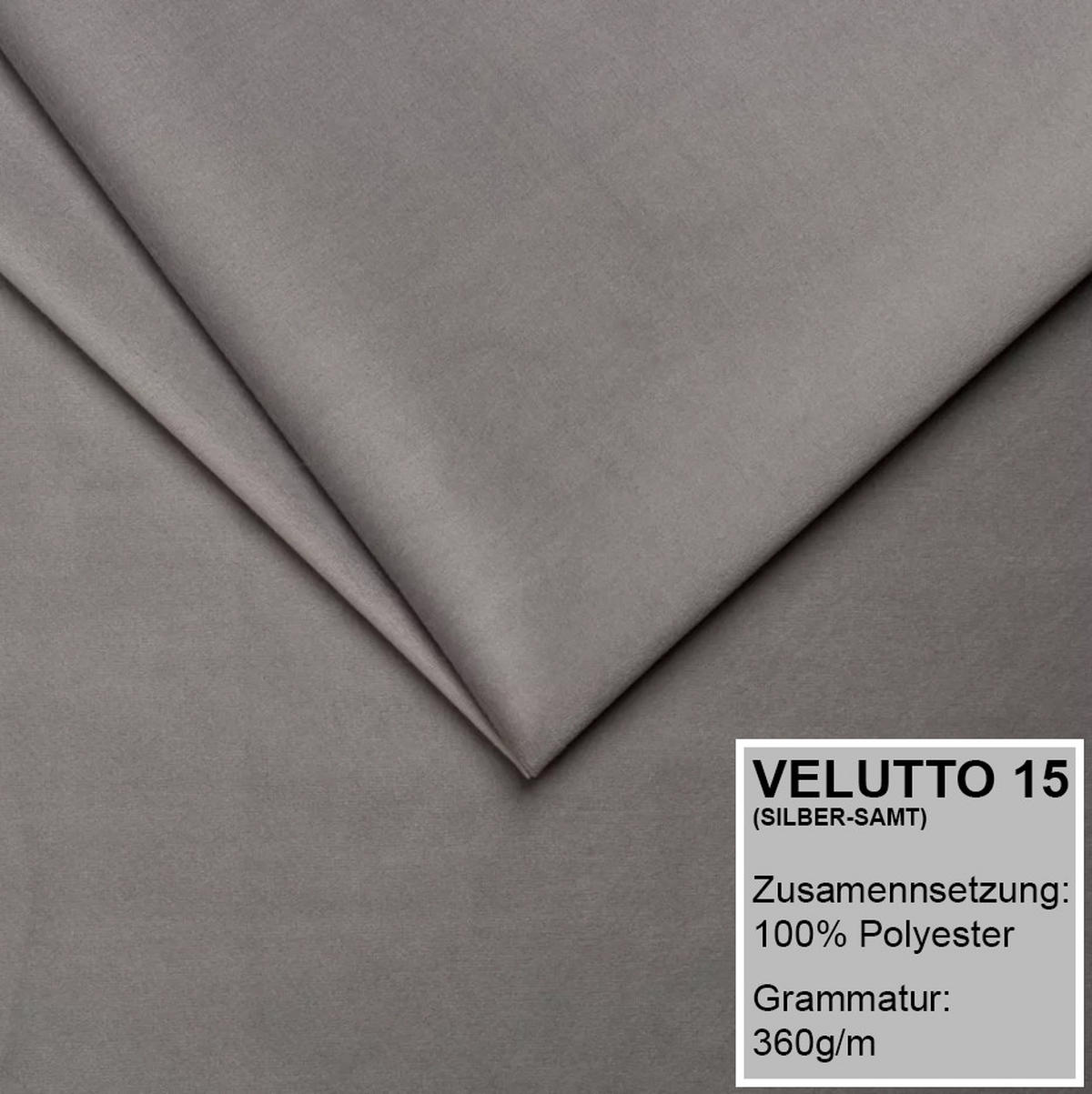 ECKSOFA VALTOR 320 cm x 185 cm – Stoff: VELUTTO Silber 15 Farbe: Grau - Grau, Textil (320/185cm) - A&J MöbelLand