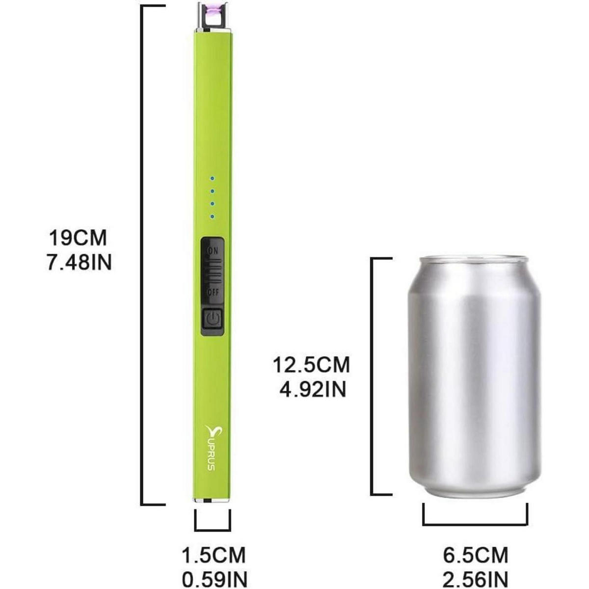 ELEKTRISCHES Feuerzeug mit Lichtbogen, wiederaufladbar, USB, winddicht, gelb - Hellgrün, Kunststoff (4.1/1.5/19.4cm)