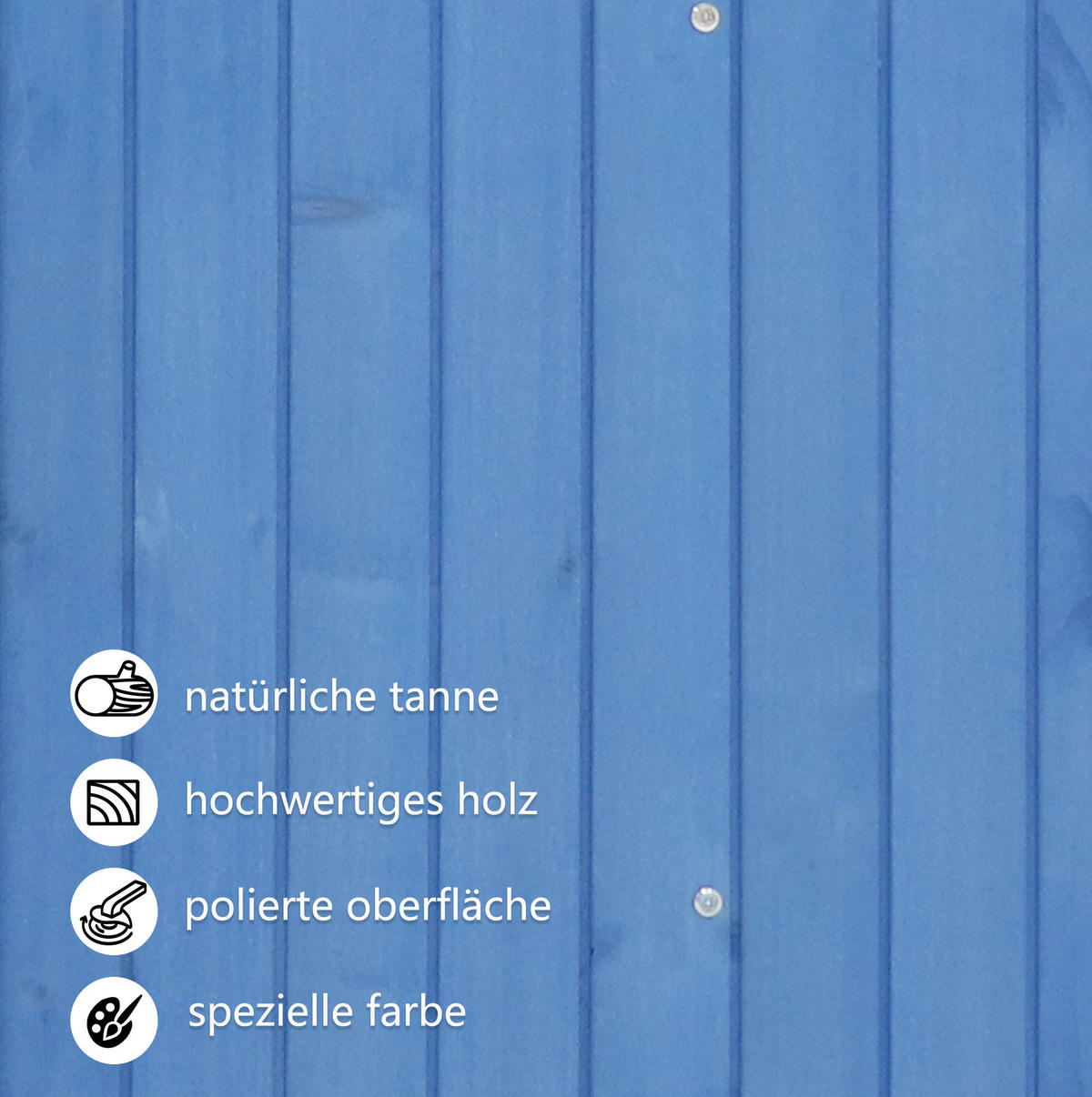 GARTENSCHRANK aus Massivholz 124x46x174cm Blau mit 2 Regalen - Blau, Holz (46/174/124cm) - Modfu