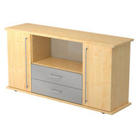 SIDEBOARD mit 2 Schübe & 2 Türen 44,8/166,1/84 cm in Ahornfarben Relinggriff (Kunststoff) - Ahornfarben, Holzwerkstoff (166.1/84/44.8cm) - bümö
