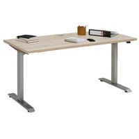 SCHREIBTISCH Platingrau 150x80 cm massiver Bambusplatte – von MAJA Möbel, elektrisch höhenverstellbar - Grau, Holzwerkstoff (80/150/70.5cm)