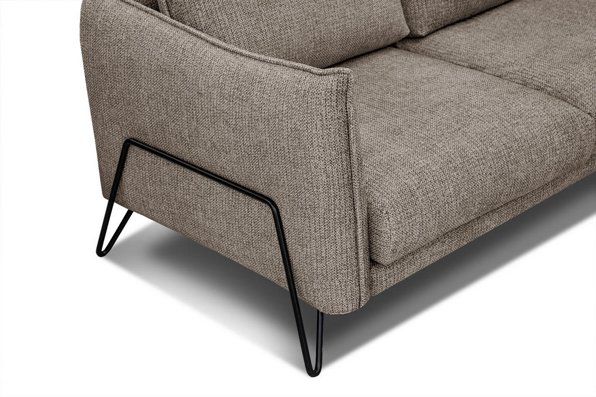 ECKSOFA HOSTEN 4-Sitzer, taupe - Taupe/Schwarz, Holzwerkstoff/Textil (158/269cm) - Courtois Laville