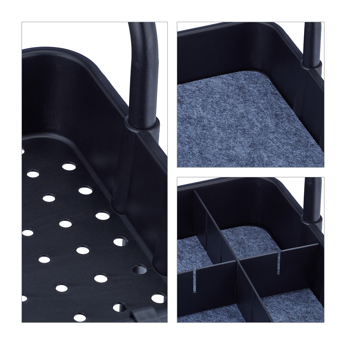 ROLLWAGEN - Schwarz, Kunststoff/Textil (43/86/42cm) - Relaxdays