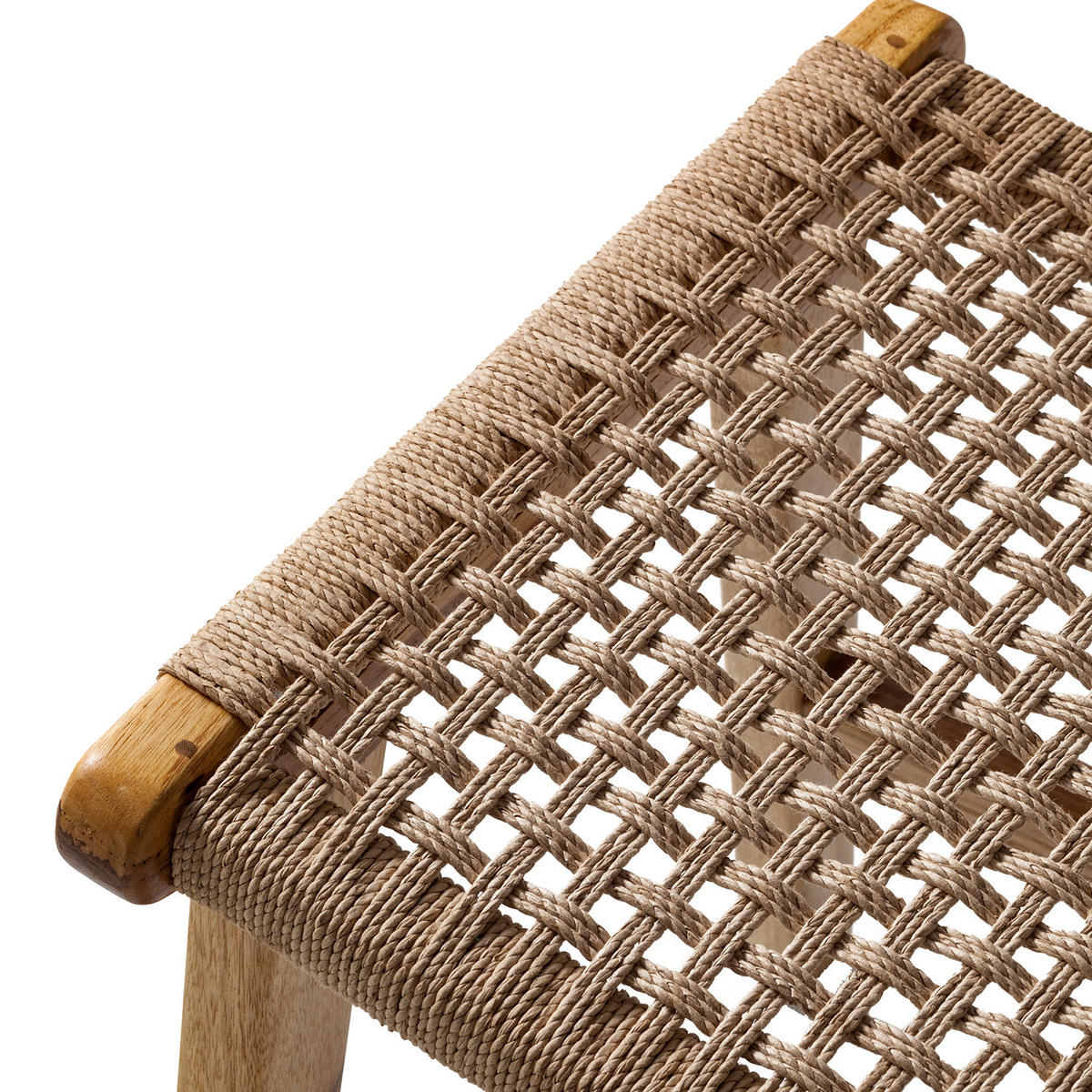 HOCKER - Papiergeflecht / Teakholz massiv, Natur / Teak - Teakfarben, Naturmaterialien (65/44/35cm) - home24