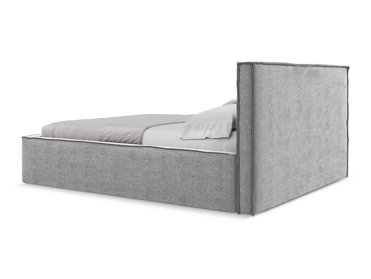 POLSTERBETT mit Bettkasten und Lattenrost 200x228 Grau - Hellgrau/Schwarz, Kunststoff/Textil (180/200cm) - Makamii