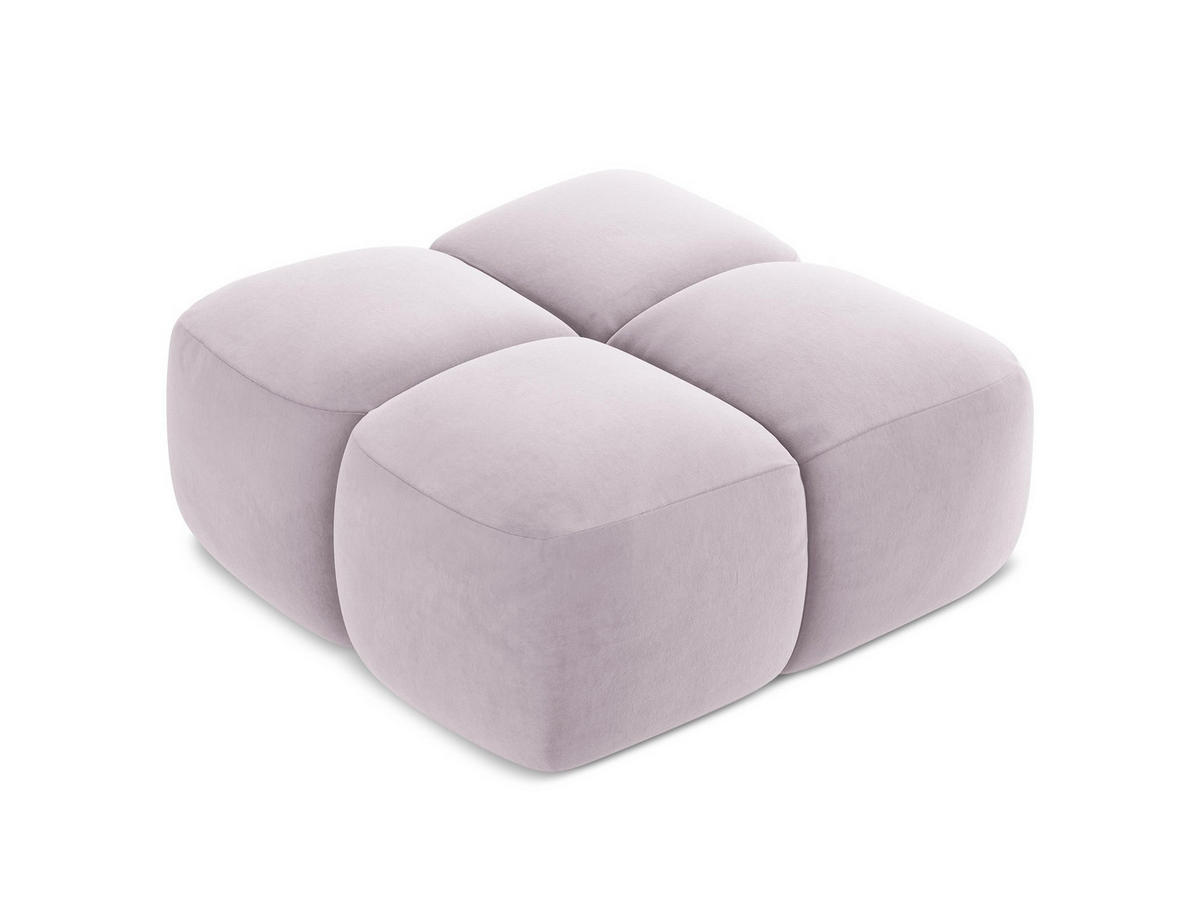 POUF Samt Stoff Violett - Flieder/Schwarz, Holzwerkstoff/Kunststoff (90/39/90cm) - Makamii