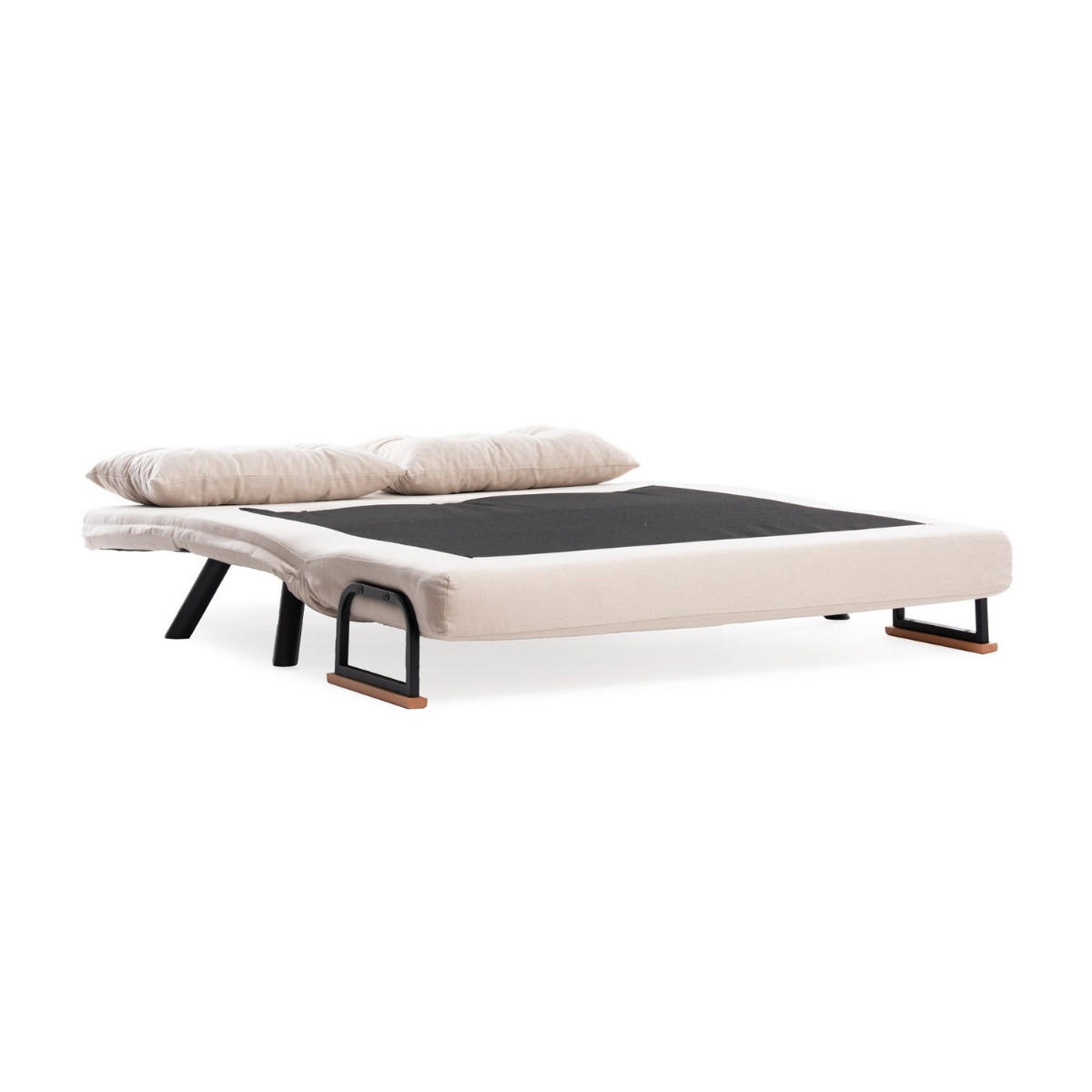 SCHLAFSOFA für 2 Personen mit Stoffbezug und Metallfüßen 133/50/41 cm - Beige, Metall (50/41/133cm) - Calicosy