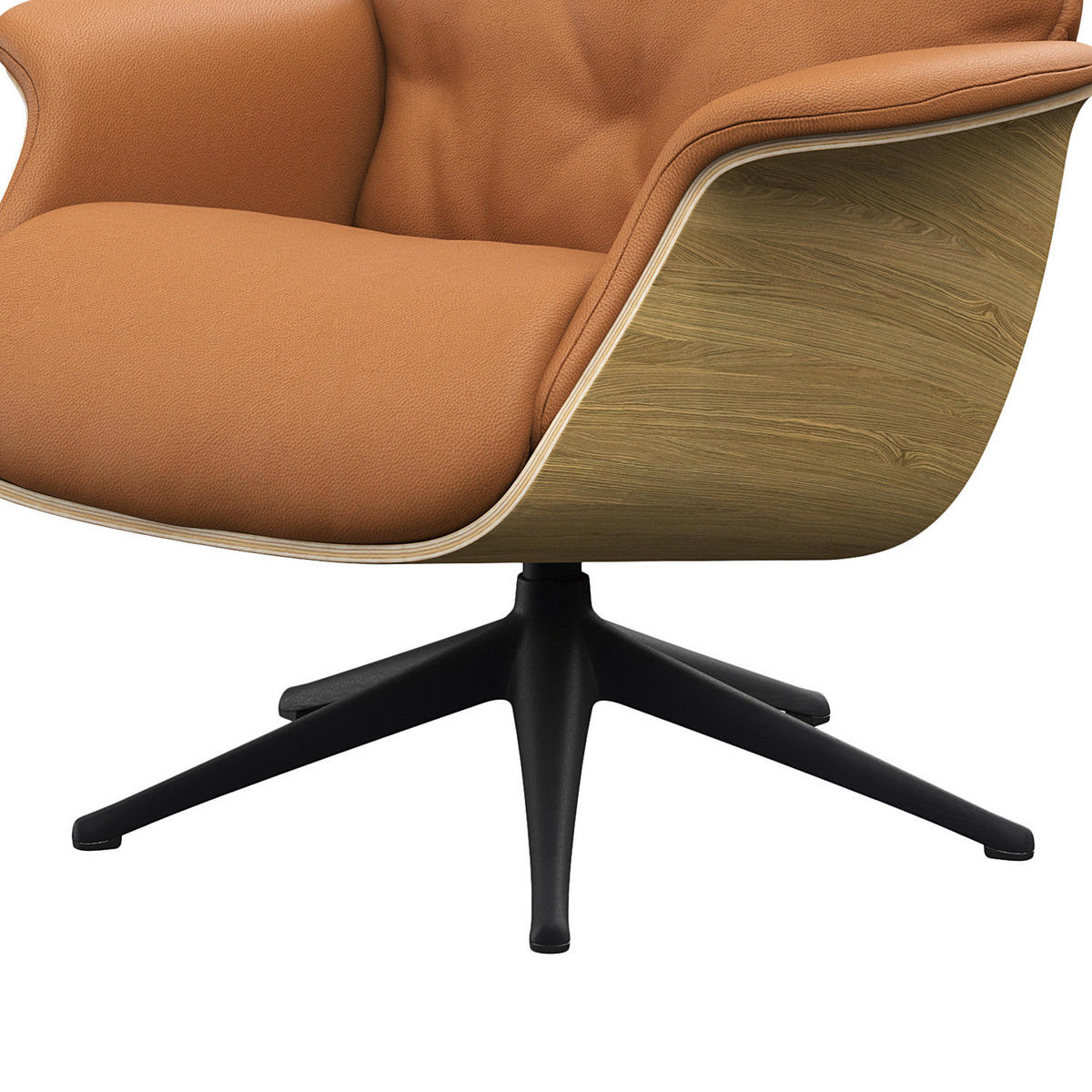 RELAXSESSEL - Echtleder - Cognac/Schwarz, Leder/Metall (83/118/83cm) - home24