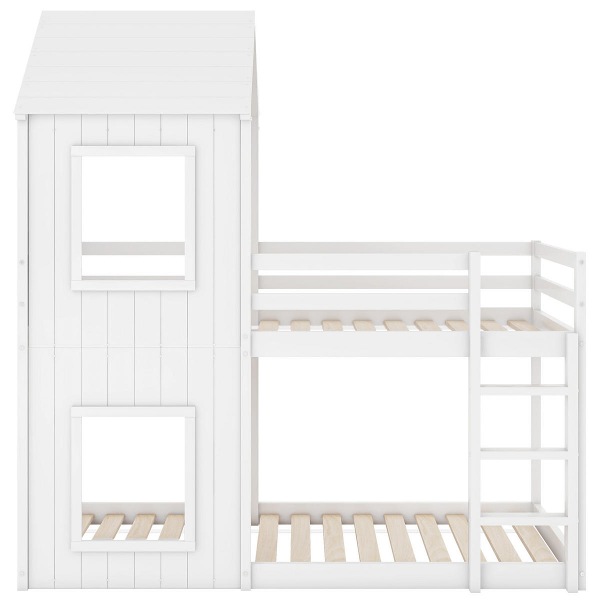 ETAGENBETT im Baumhaus-Design 90x200 cm Kiefer Weiß - Weiß, Holzwerkstoff (90/200cm) - Beauniv