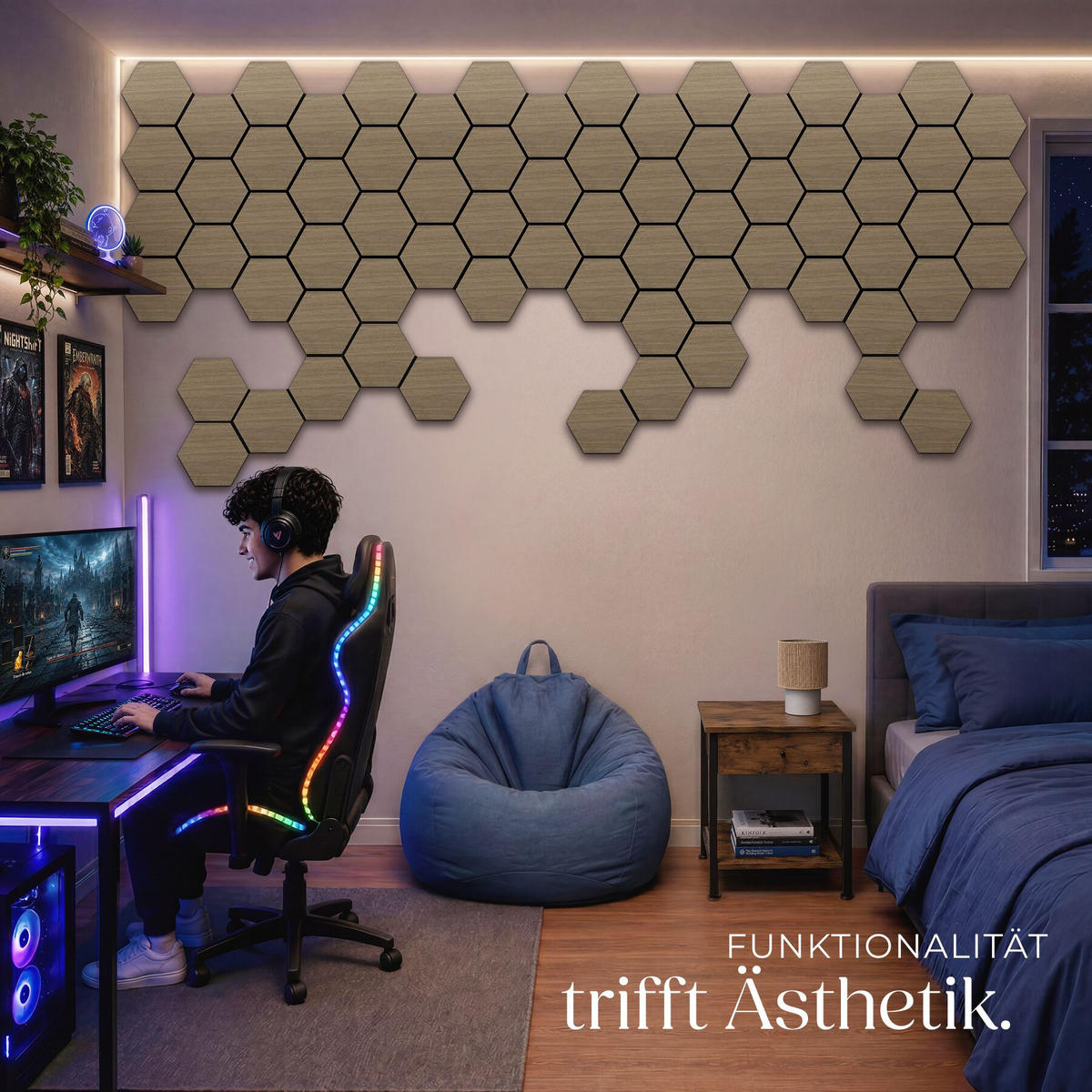 AKUSTIKPANEELE Sonic Shield, je 76 x 62 x 1,8 cm, Größe flexibel anpassbar, Eiche dunkel - Wildeiche, Holz (62/1.8/76cm) - tectake