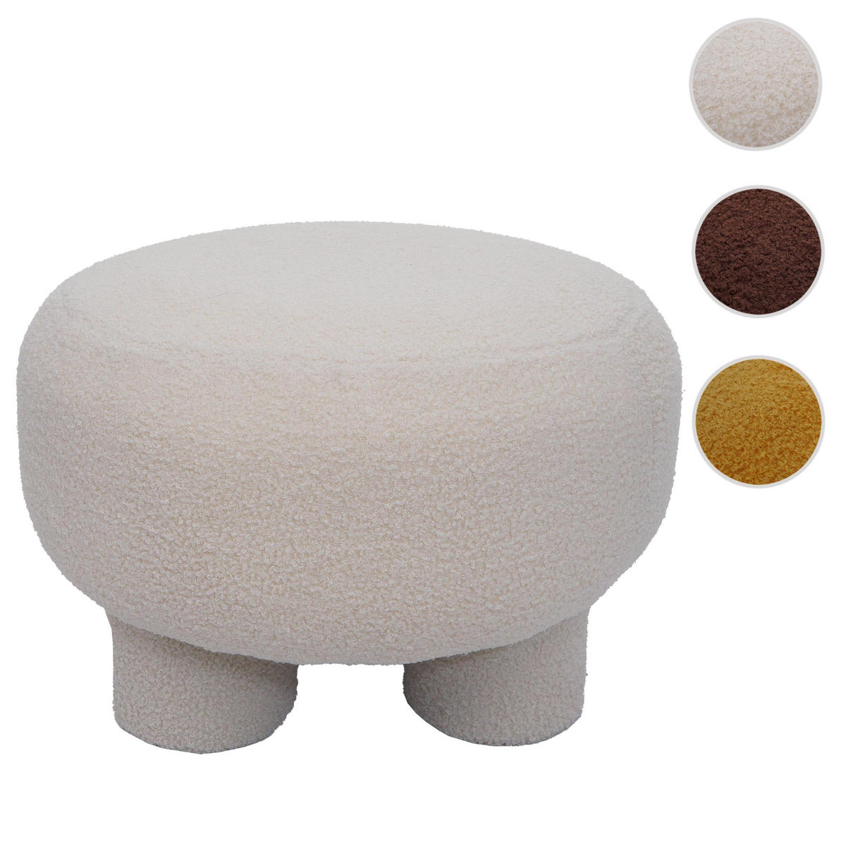 HOCKER Cremeweiß - Creme, Textil (55/40/55cm) - MCW