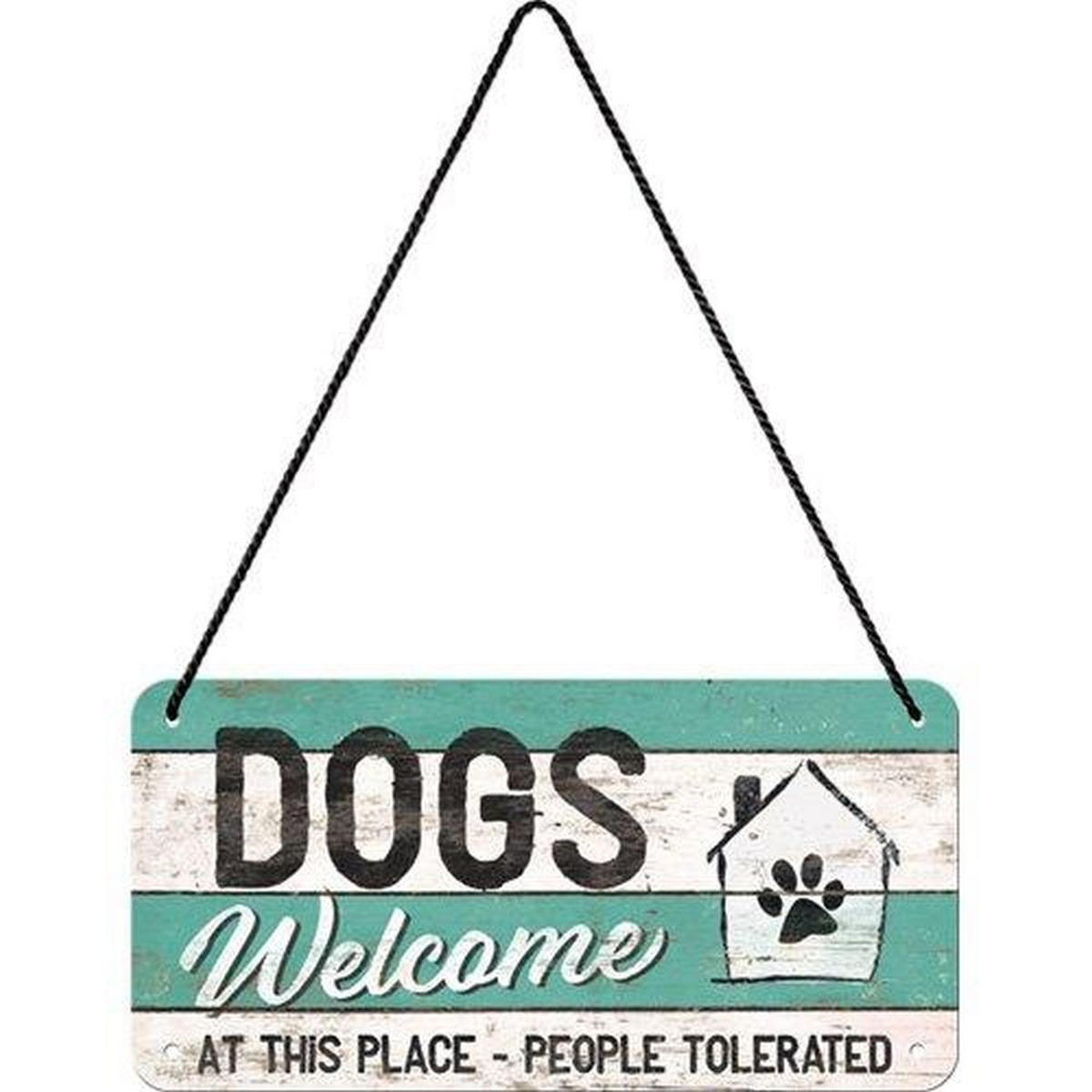 HÄNGESCHILD 10/20 cm PfotenSchild Dogs Welcome - Multicolor, Metall (20/10/0.2cm) - Nostalgic-Art