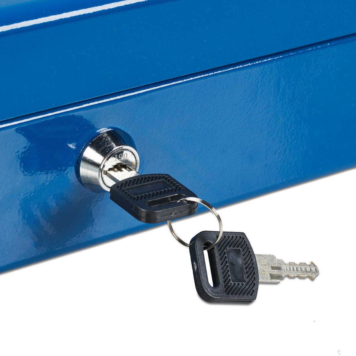 POKLADNA na mince Euro - modrá, kov/plast (30.5/8.5/24.5cm) - Relaxdays