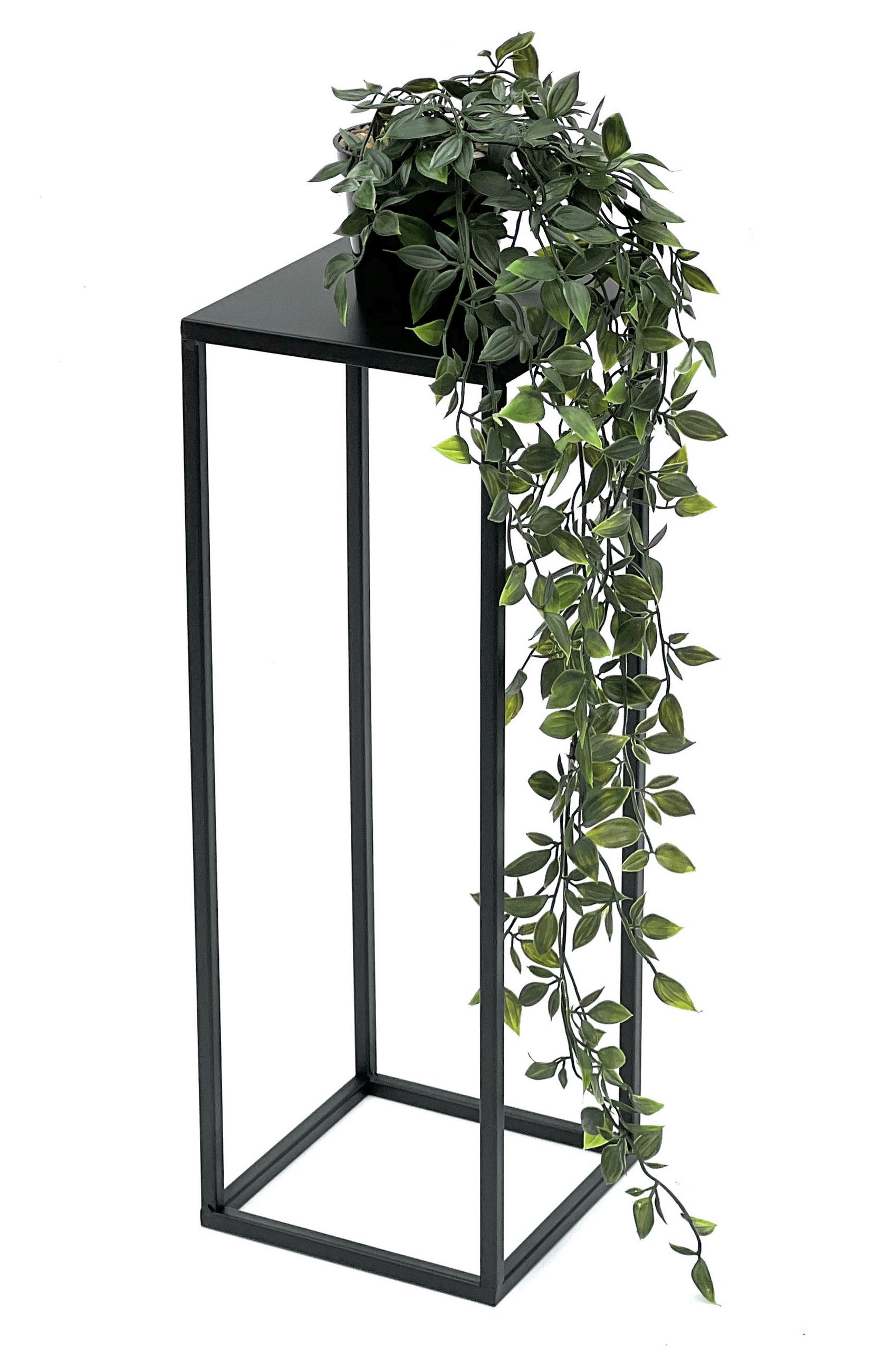 BLUMENHOCKER Metall Schwarz Eckig 50 cm 96315 S  - Schwarz, Metall (18/50/18cm) - DanDiBo