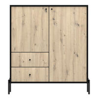 HIGHBOARD Raviero Schwarz/Artisan Eiche, 100 cm - Beige/Schwarz, Holzwerkstoff/Metall (100/138/40cm) - Selsey