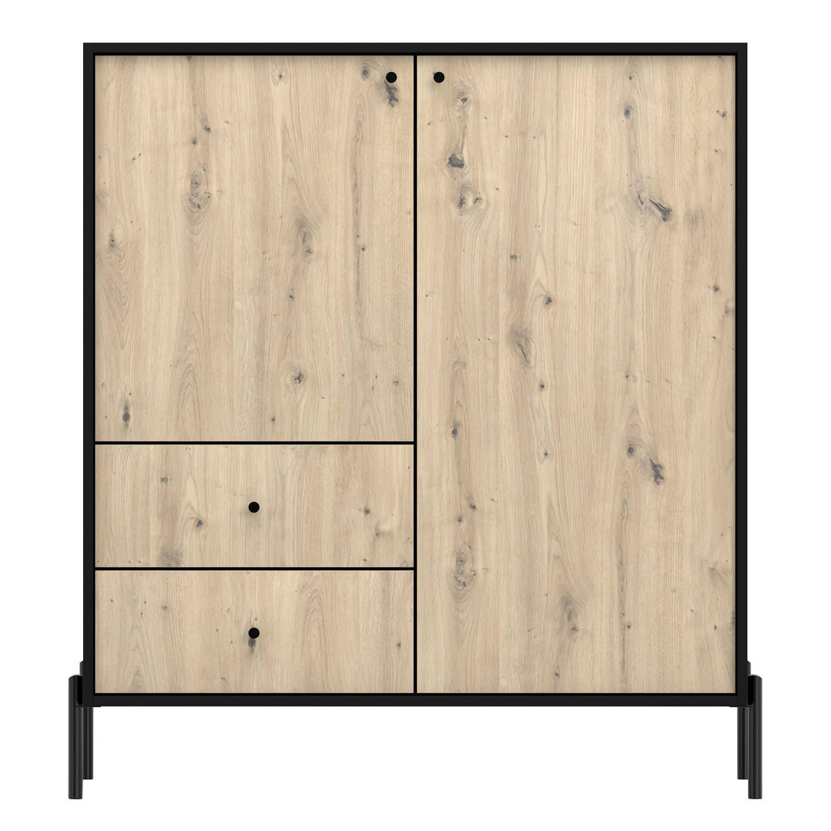 HIGHBOARD Raviero Schwarz/Artisan Eiche, 100 cm - Beige/Schwarz, Holzwerkstoff/Metall (100/138/40cm) - Selsey