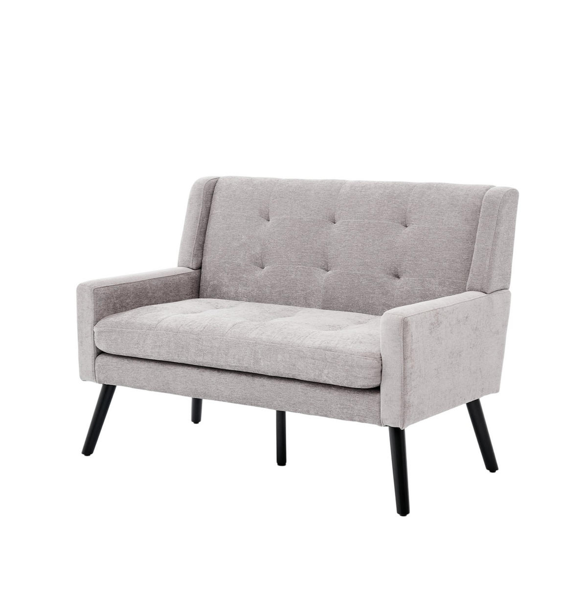 2-SITZER 120/75/88 cm Hellgrau aus Leinen mit Knopfpolsterung - Hellblau, Textil (75/88/120cm) - OKMYHOME