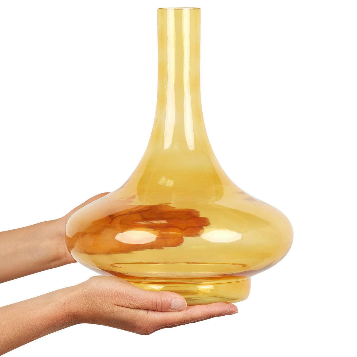 DEKOVASE Glas gelb Paneer - Goldfarben, Glas (30cm) - Beliani