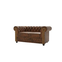 CHESTERFIELD-SOFA 2-sitzer Flux Braun Microfaser Vintageoptik - Braun, Holz/Textil (148/72/86cm) - S-Style Möbel