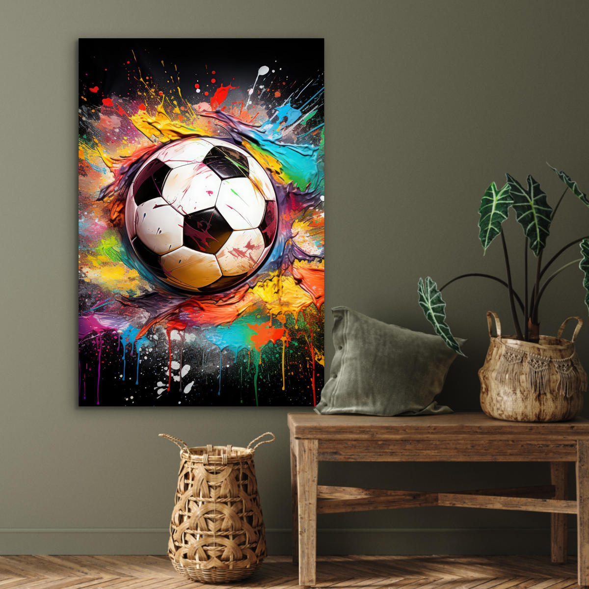 METALLBILD Fußball - Farbe - Farben - Schwarz - Weiß 60x90 cm - Weiß, Metall (60/90cm) - MuchoWow