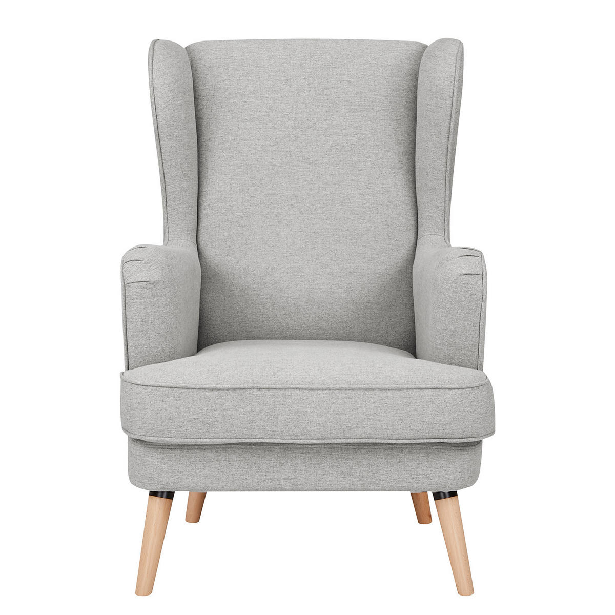 OHRENSESSEL - Beige/Hellgrau, Holz/Birkenholz (73/107/96cm) - home24