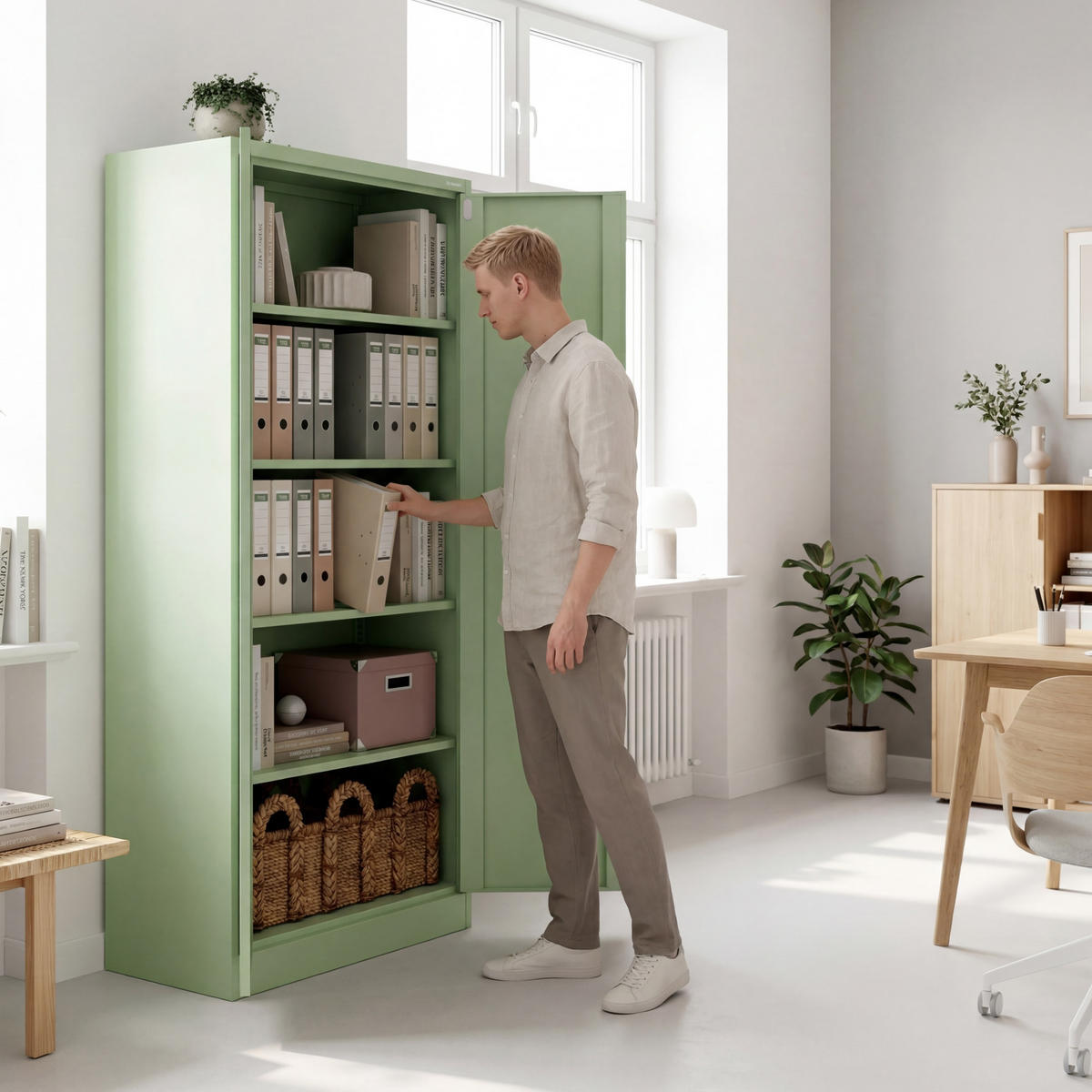 AKTENSCHRANK JAN 185x90x45 cm - Grün, Metall (90/185/40cm) - Jan Nowak