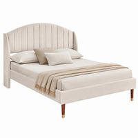 POLSTERBETT mit Lattenrost 140x200 cm Samt Beige - Beige, Metall (140/200cm) - Meubliv