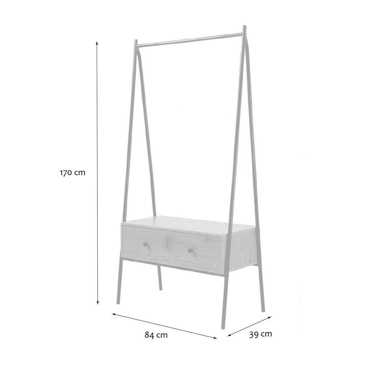 GARDEROBENSTÄNDER mit 1 Schublade in Eiche-Dekor H170cm - Eichefarben, Holzwerkstoff (39/170/46cm) - Calicosy