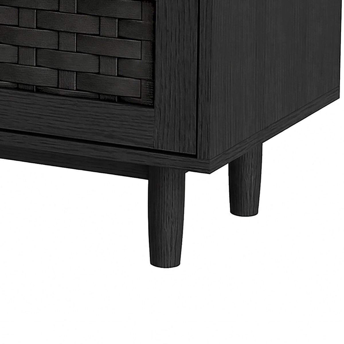 KOMMODE Japandi mit 6 Schubladen in Rattan-Optik 115/40/80 cm Schwarz - Schwarz, Holzwerkstoff (115/80/40cm) - Creahappy