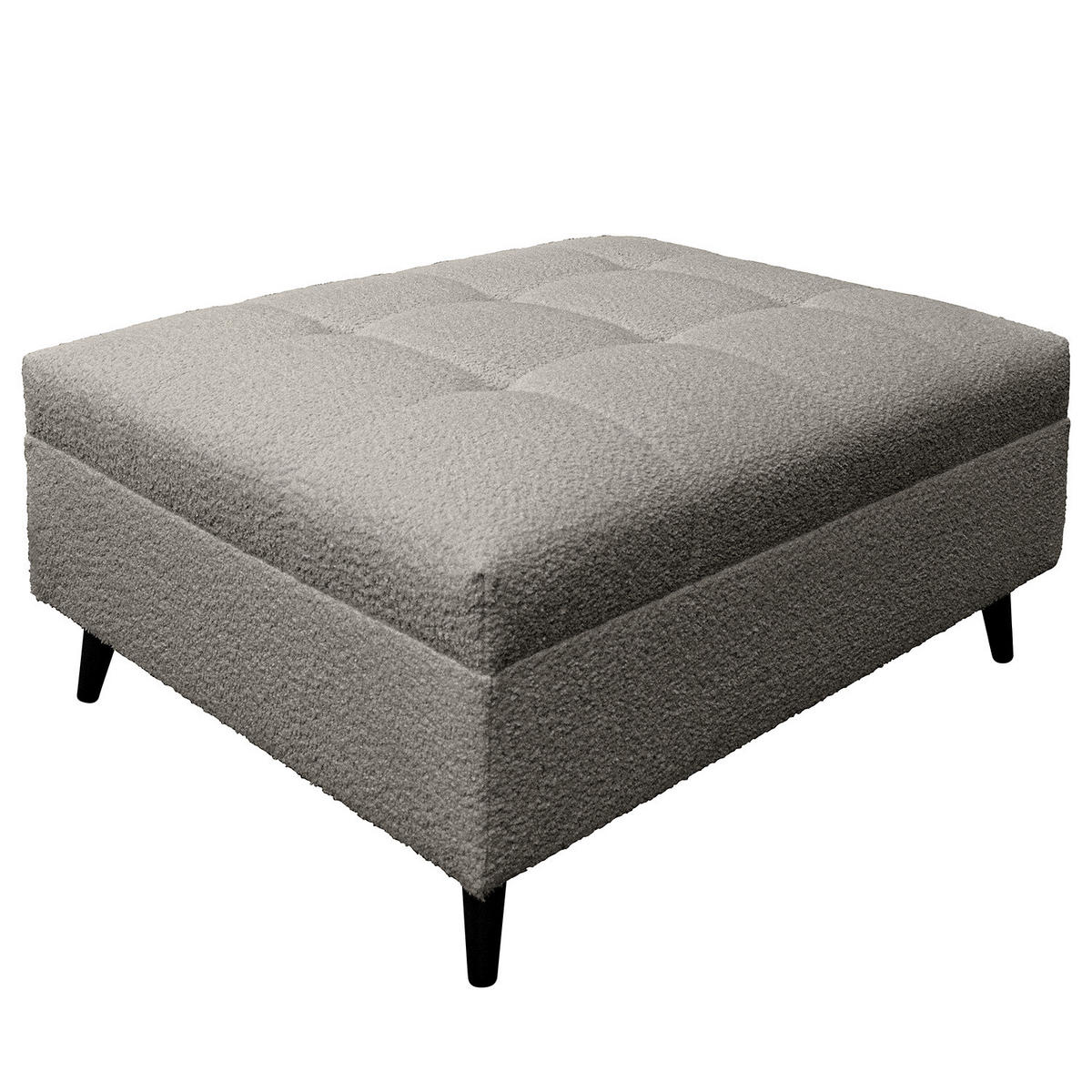 ECKSOFA mit Ottomane und Hocker - Dunkelgrau/Schwarz, Birkenholz/Textil (247/174cm) - home24