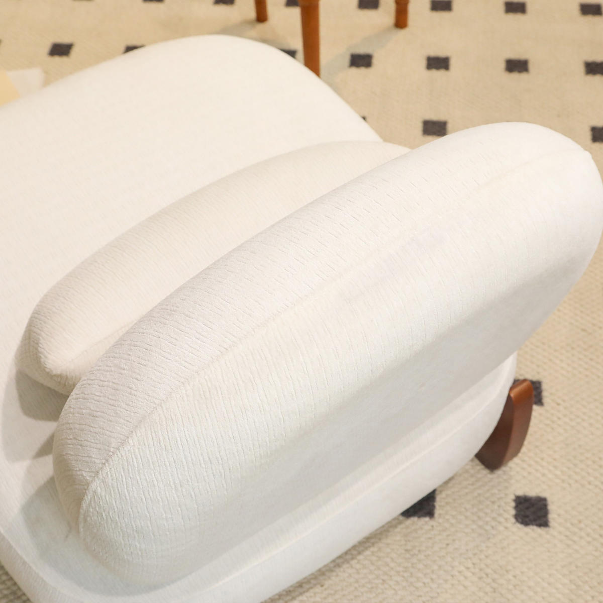 SESSEL Relaxsessel,ohne Armlehnen,Massivholzrahmen,Samtstoff, Weiß - Weiß, Holz (72.2/69.9/86.9cm) - LVHOM