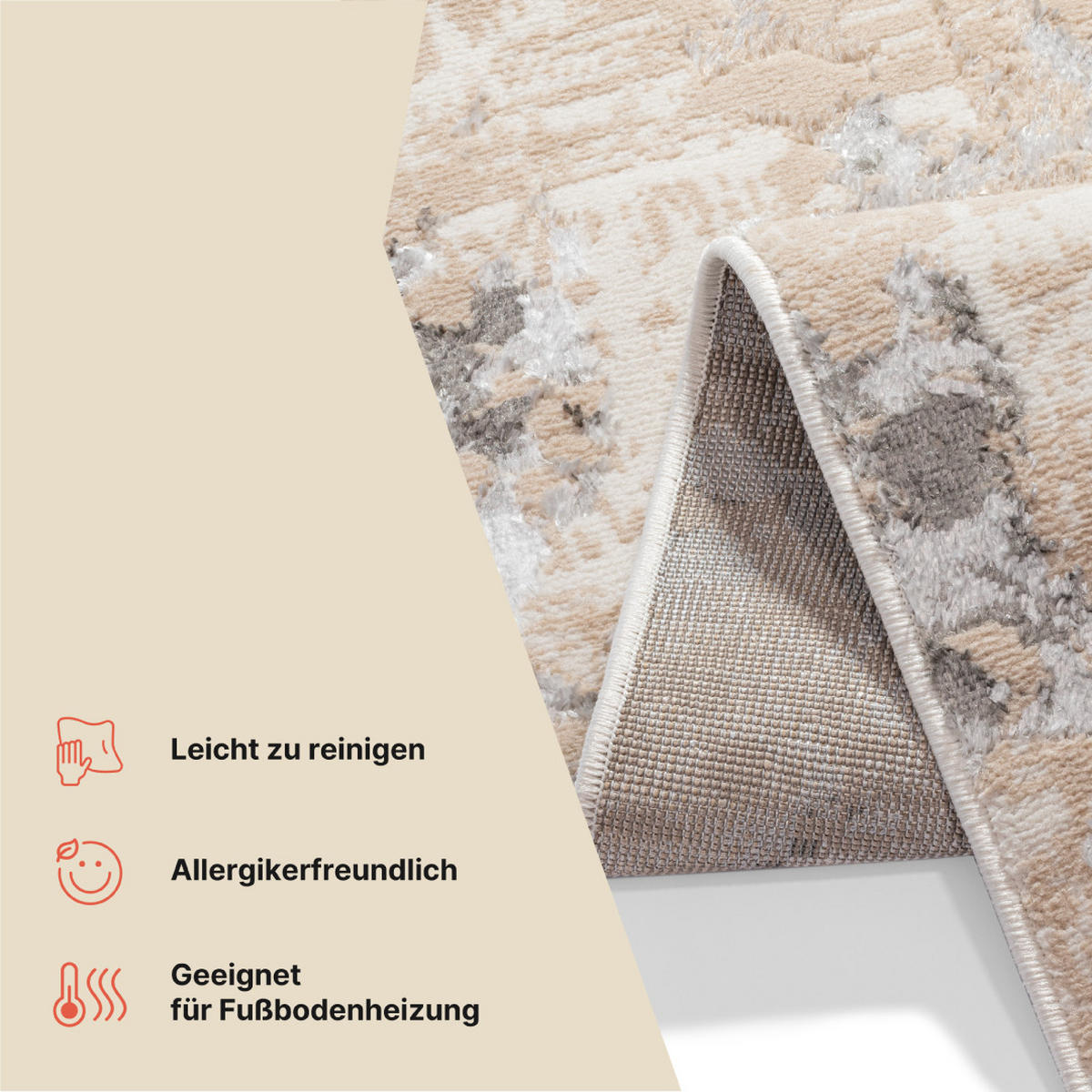 TEPPICHLÄUFER CRYSTAL beige abstrakt 70/150 cm - Beige, Textil (70/150cm) - Tapiso
