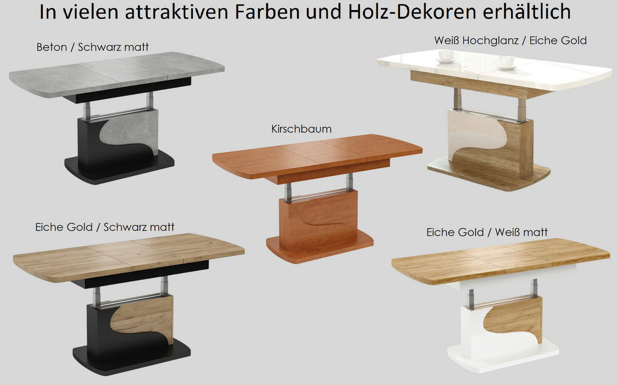 COUCHTISCH rechteckig Eiche Gold - Schwarz ausziehbar höhenverstellbar - Eichefarben/Schwarz, Holzwerkstoff (70/120/58cm) - designimpex