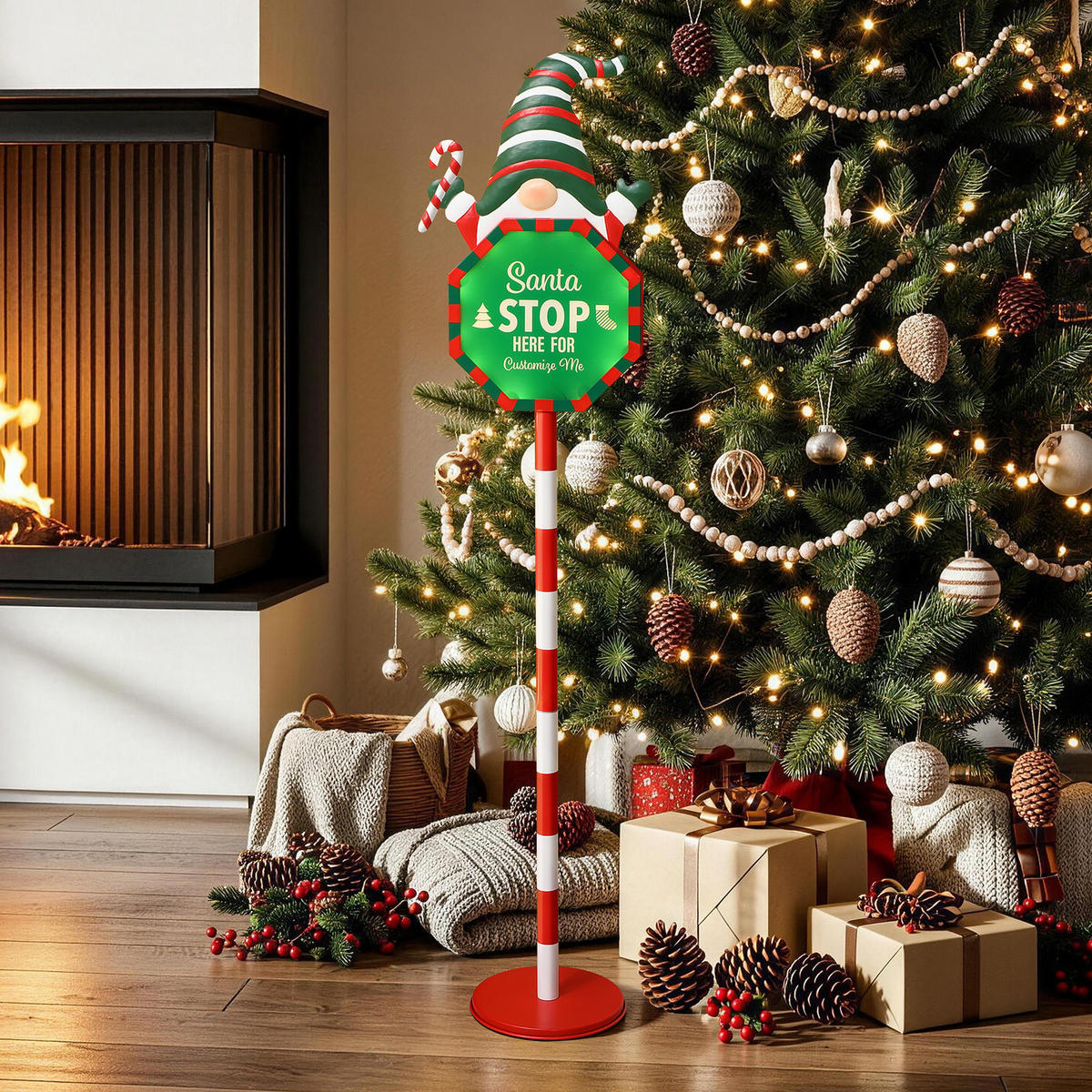 WEIHNACHTSSCHILD HTHD0196 - Rot/Weiß, Kunststoff/Metall (18/105/27cm) - Hometopia