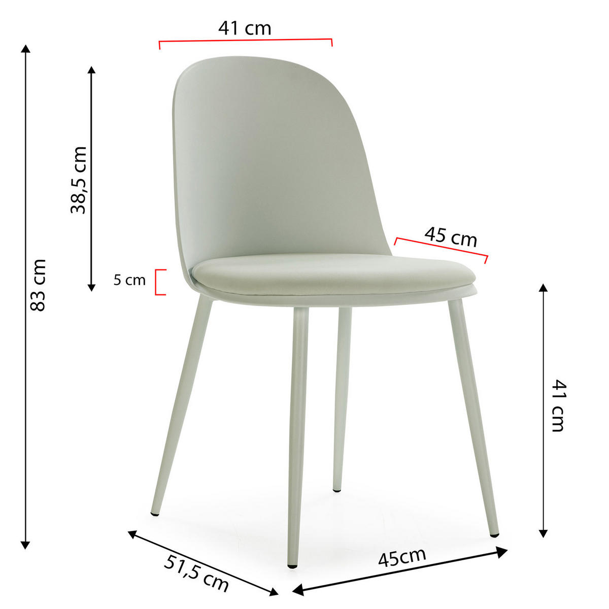 STUHL 4er-Set Kana grün - Grün, Kunststoff/Metall (45/83/51cm) - VS Venta-stock