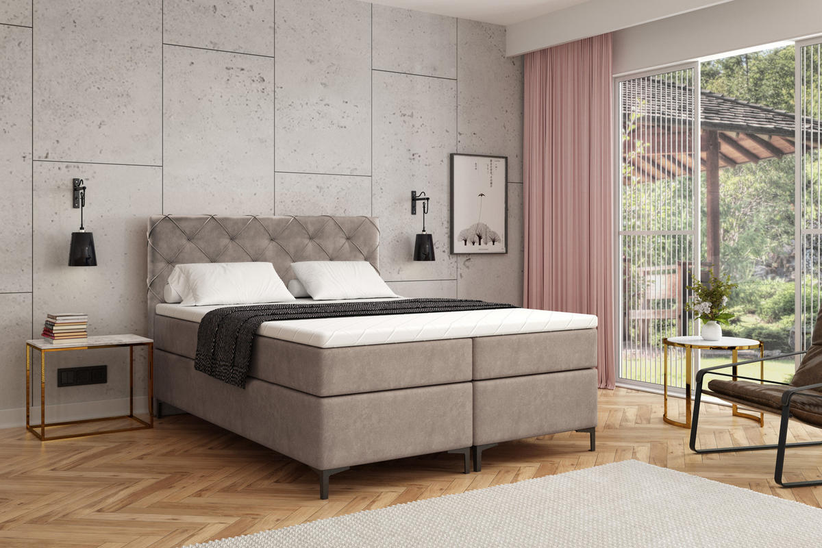 BOXBETT SEVILLA PLUS 160 x 200 Beige - Beige, Textil/Metall (160/200cm) - VLR BEDS