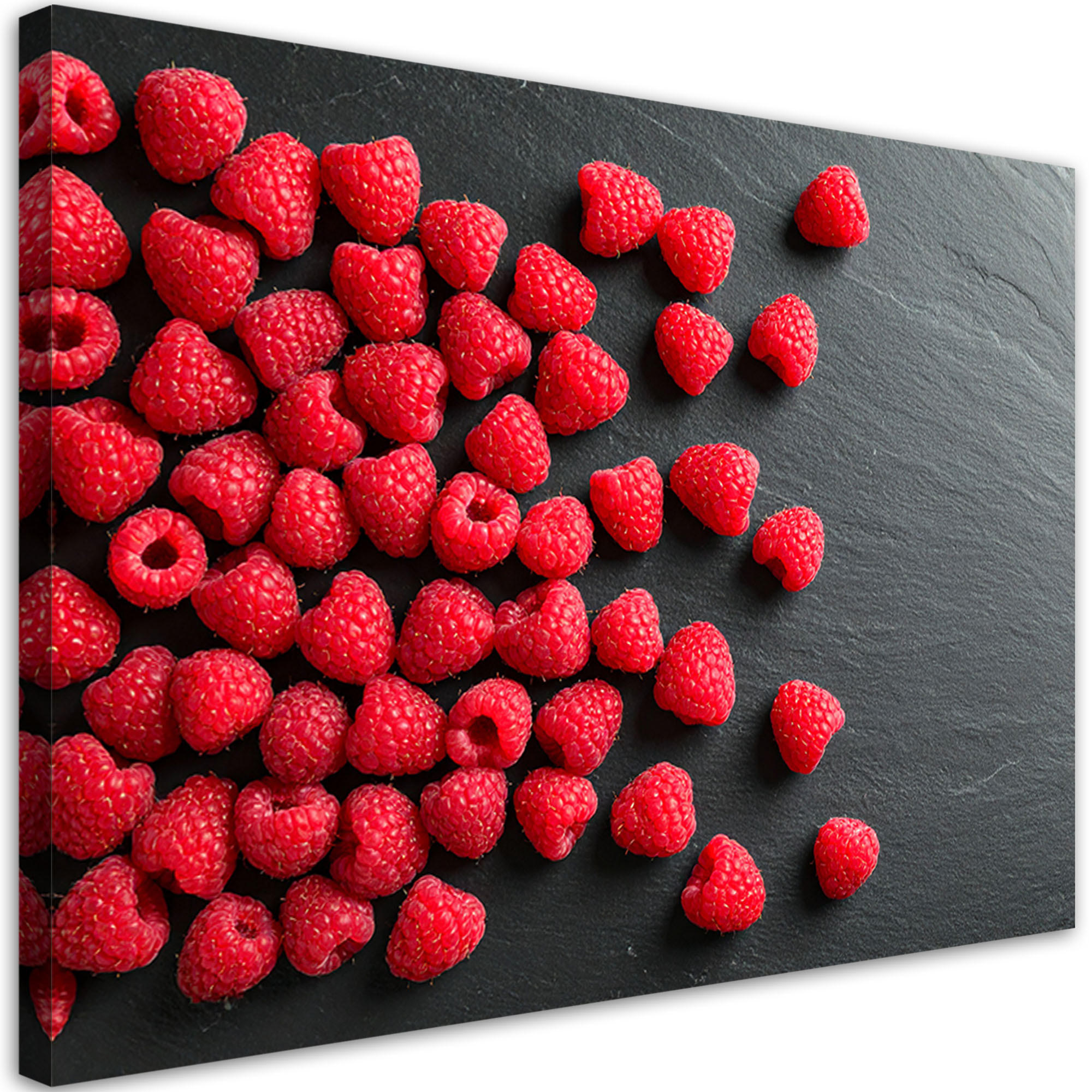 LEINWANDBILD Himbeeren Früchte Natur 120x80cm - Rot, Textil (120/80cm) - Feeby