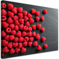 LEINWANDBILD Himbeeren Früchte Natur 120x80cm - Rot, Textil (120/80cm) - Feeby