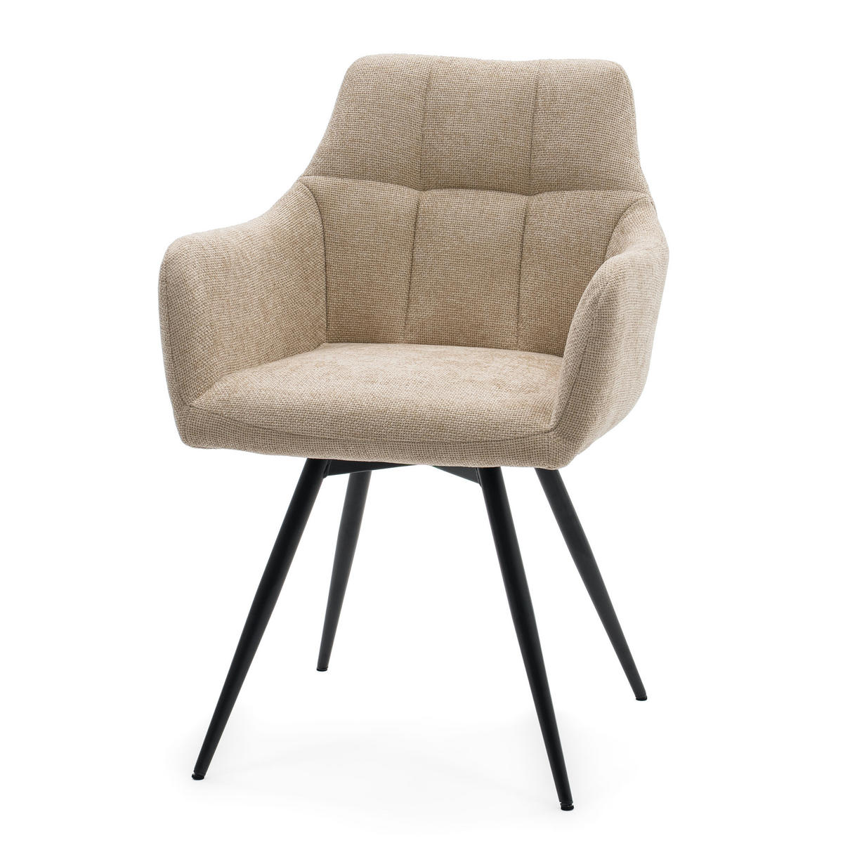 STUHL LUGANO drehbar gepolsterter mit Steppung - hellbeige - Chenille - Beige/Schwarz, Textil/Metall (58/84/59cm) - NEW HOME