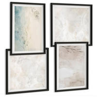 BILDER SET 4er Set - 50x50 cm & 40x60 cm Schwarzer Rahmen - Aquarellmalerei-Textur - Schwarz, Kunststoff (50/50cm) - TULUP