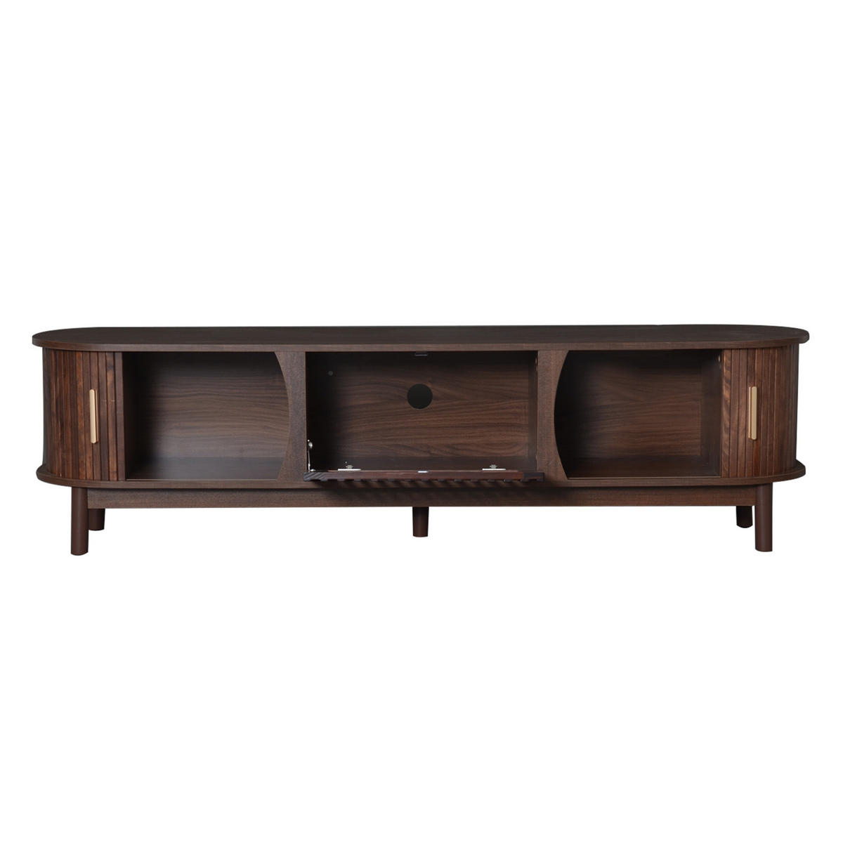 TV ormarić 165/39,5/46 cm smeđi od MDF-a s kliznim vratima i preklopnim vratima - smeđa, drvni materijal (165/46/39.5cm) - OKWISH