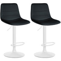 BARHOCKER 2er Set Lederlook schwarz - Schwarz, Textil/Metall (45/89/46cm) - CLP