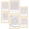 POSTER Set Mit 6 Figurative Kunst In Einer Linie In Braun & Schwarz A3 & A4 Rahmen Aus Hellem Holz - Beige, Papier (29/3cm) - Nacnic
