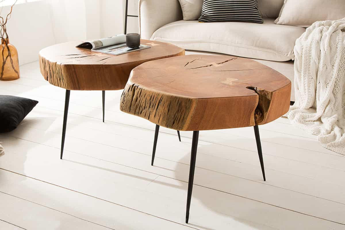 COUCHTISCH GOA Akazie rund Natur|Braun 60cm - Schwarz/Braun, Holz (60/60/50cm) - riess-ambiente