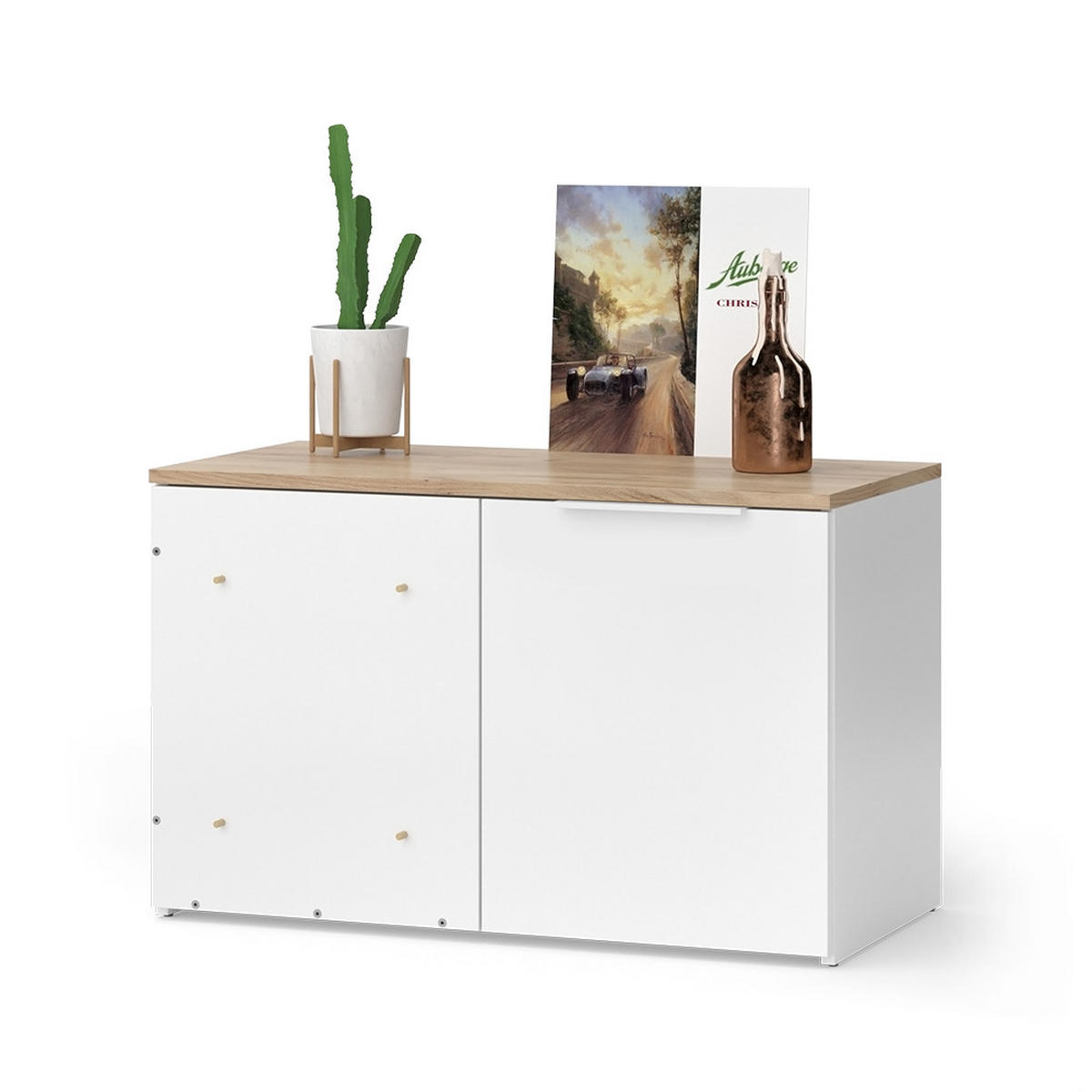 Weiß/Sonoma Eiche, Holzwerkstoff (80/50/40cm) - Vicco