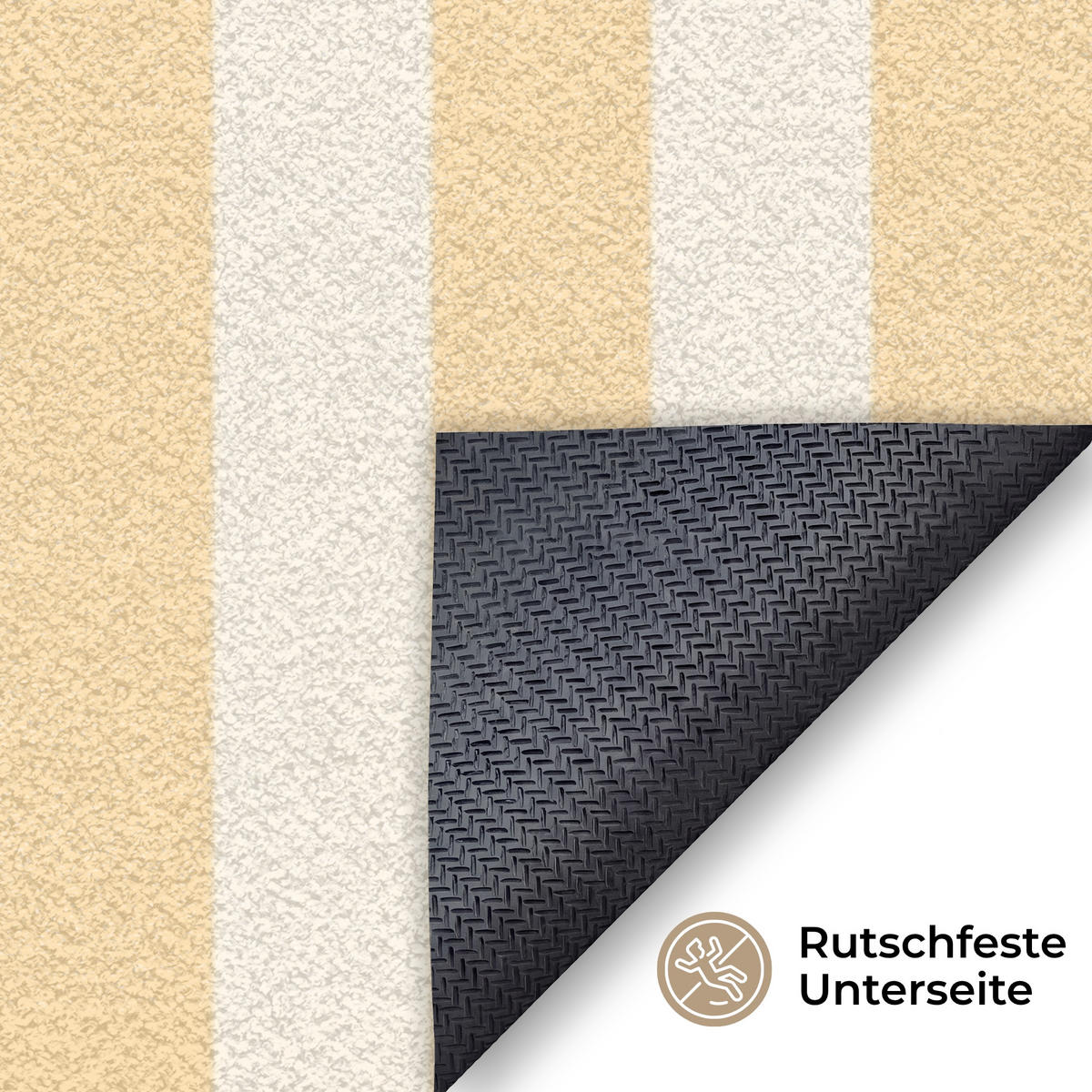 FUSSMATTE Blau – Gelb – Streifen – La Dolce Vita 120x80 cm - Hellgelb, Kunststoff (120/0.4cm) - MuchoWow