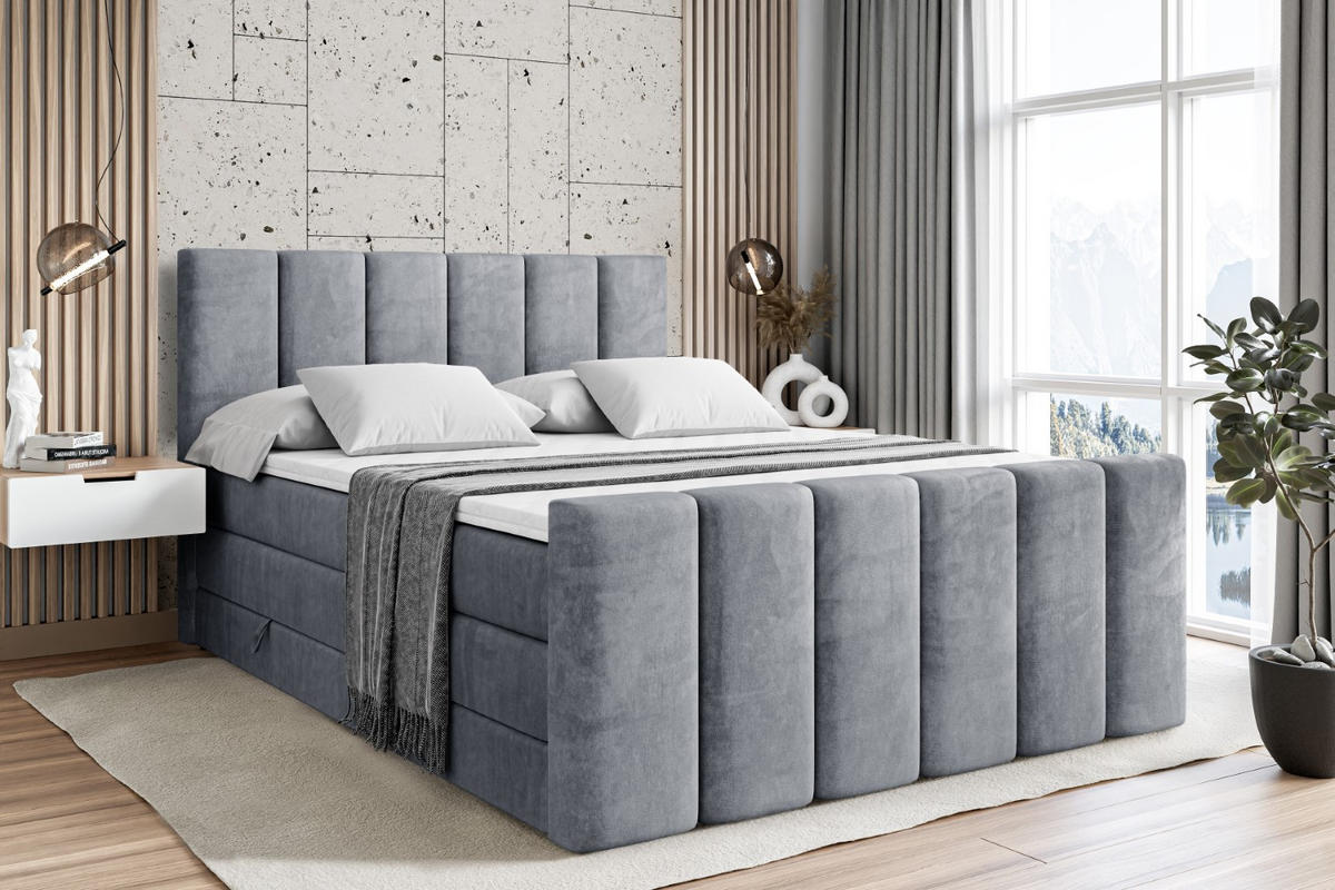 BOXSPRINGBETT BOXI1-Z KING - 180x200 - H3/H4 - Grau - Grau, Holzwerkstoff (180/200cm) - ALTDECOR