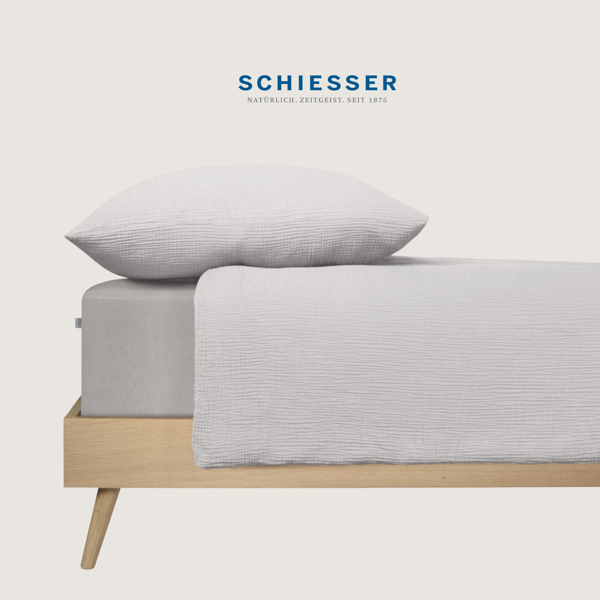 BETTWÄSCHESET Molly - Musselin - 2-teilig - 135 x 200 cm - Hellgrau - Hellgrau, Textil (135/200cm) - SCHIESSER