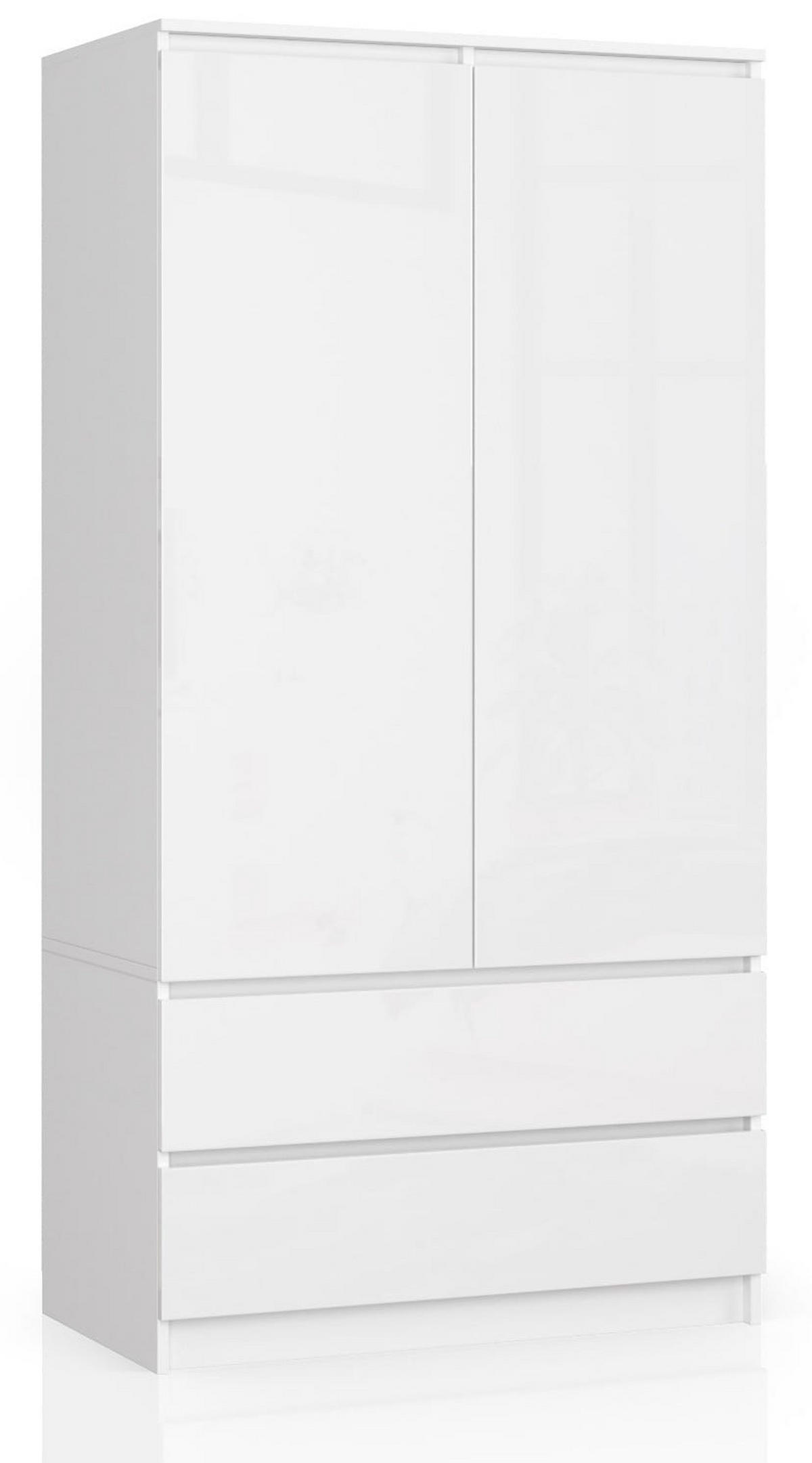 KLEIDERSCHRANK Weiß, Weiß Glanz 180/90/51 - Weiß, Holzwerkstoff (90/180/51cm) - RAUMHIRSCH FURNITURE