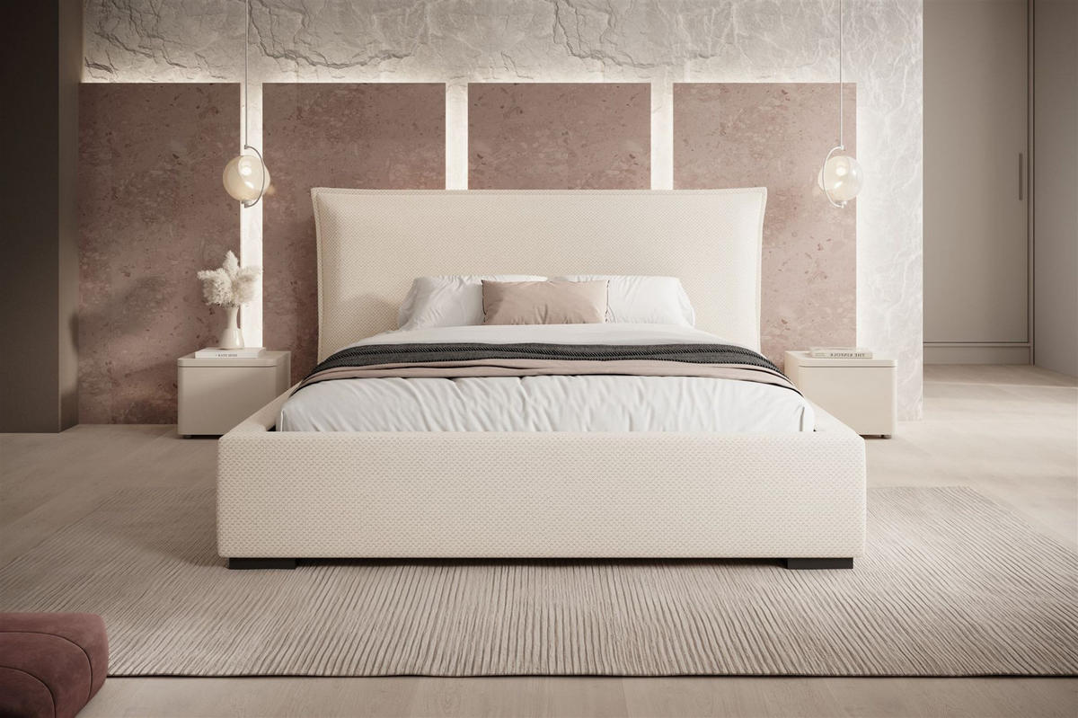 POLSTERBETT Amada In Pop - Beige, Holzwerkstoff/Textil (140/200cm) - Fun Möbel